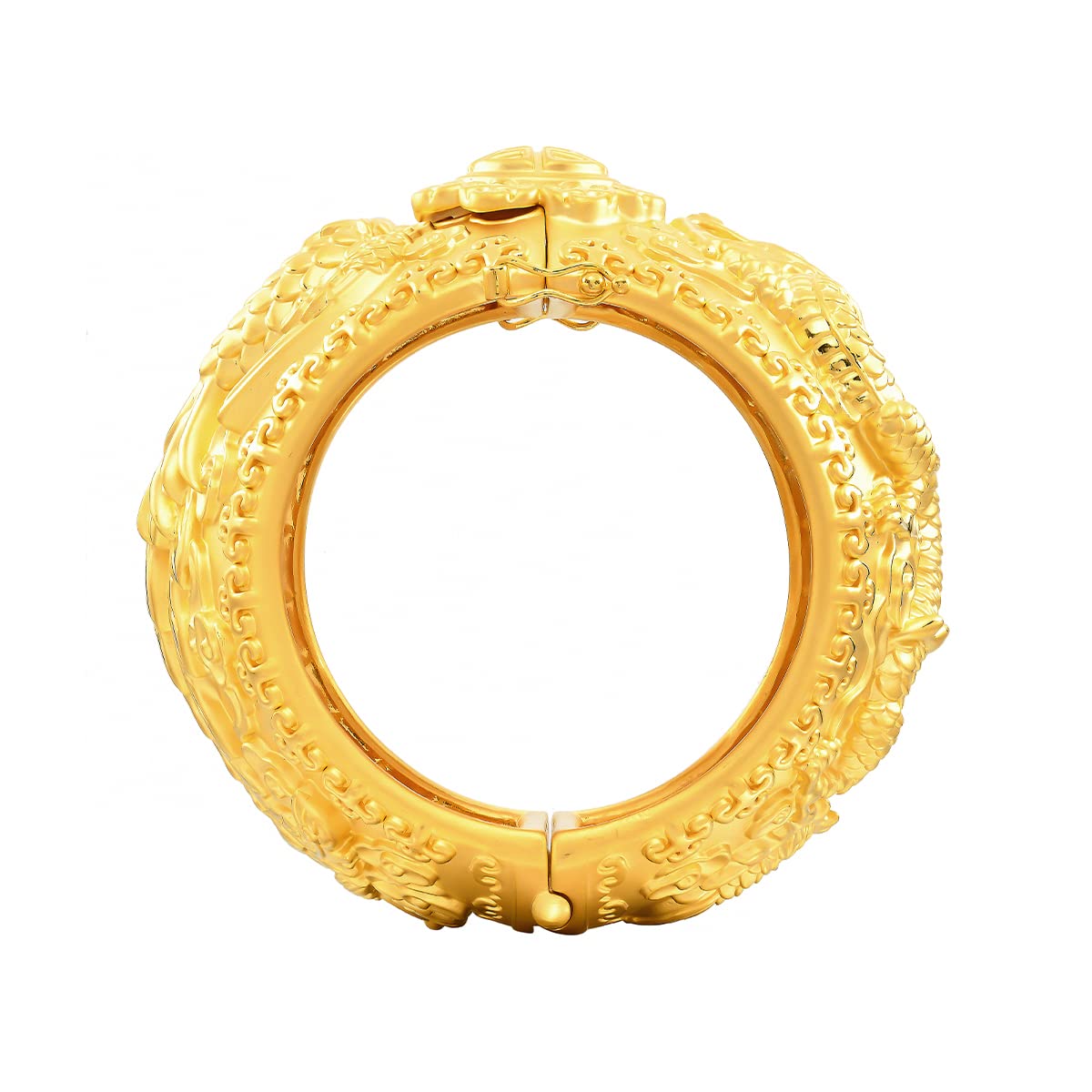 CHOW SANG SANG Chinese Wedding Collection 999.9 24K Solid Gold Price-by-Weight 39.07g Gold Dragon & Phoenix Bangle for Women 93820K | 8 (Wrist Size:15-16 CM)