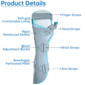 Resting Hand Splint, Wrist Support Brace Adjustable Hand Fracture Fixed Strap Sprain Carpal Tunnel Splint, Hand Tendinitis Pain Relief from Sports Injury Splint(Left)