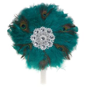 Msbfea Design African Feather Fan for Bride Peacock Feather Big Fan Feather Nigerian Classical Feather Ladies Wedding Color 636