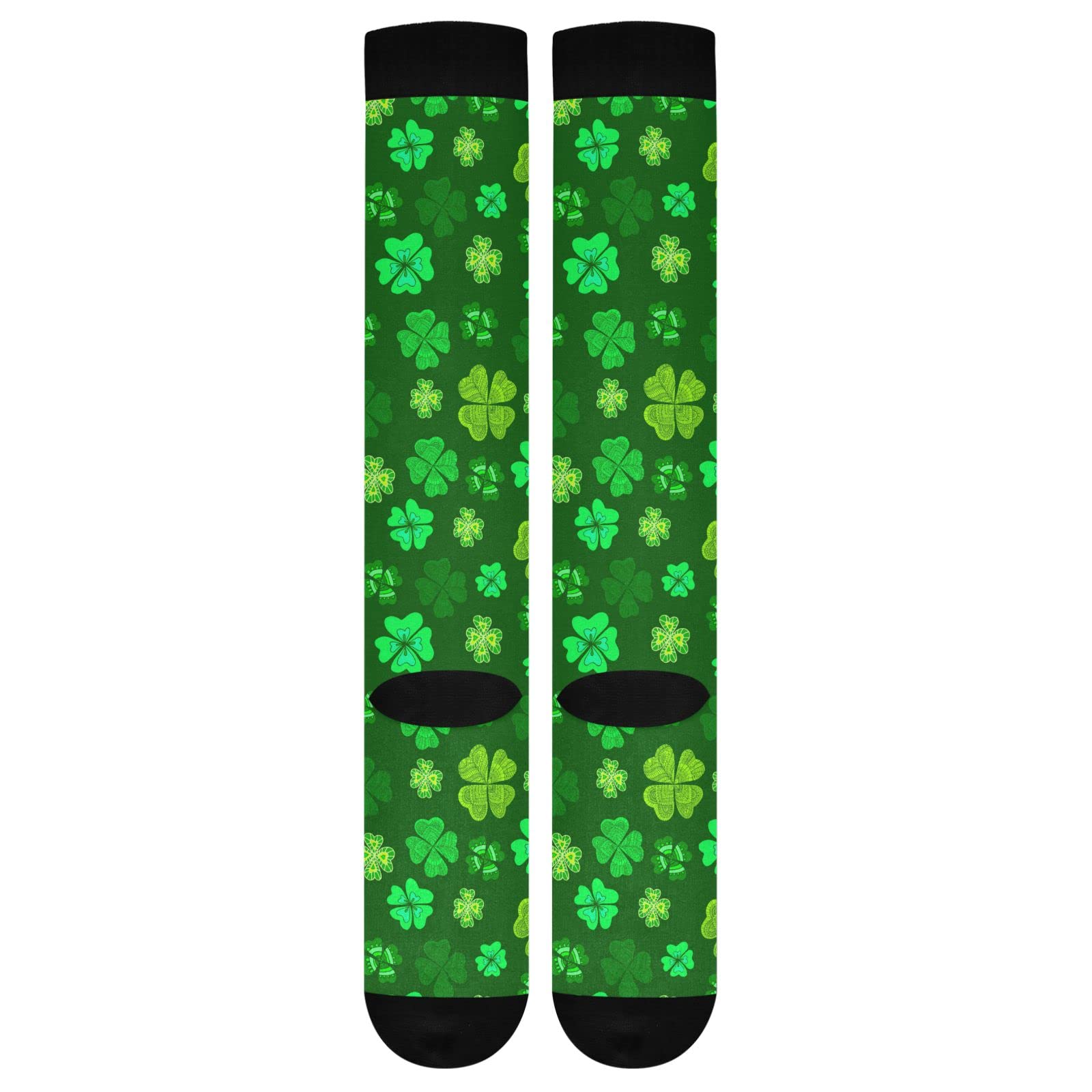 Wusikd Patrick Green Clover Compression Socks for Women and Men Circulation Shamrock Long Socks for Athletic Running 1