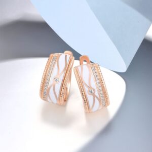 Santuzza 14K Rose Gold Plated Silver Enamel Cubic Zirconia Openwork Dangle Earrings for Women