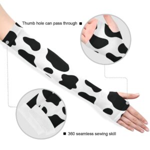 xigua Cow Print Arm Sleeves UV Sun Protection Gardening Arm Sleeves with Thumb Cooling Sleeves to Cover Arm Farmers Arm Sleeves for Men Women…