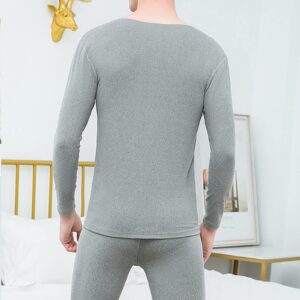 Mens Thermal Underwear Set Winter Warm Cold Weather Clothes for Men Thermal Long Johns Top Bottom Underwear Set(Grey,X-Large)