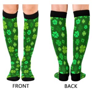 Wusikd Patrick Green Clover Compression Socks for Women and Men Circulation Shamrock Long Socks for Athletic Running 1