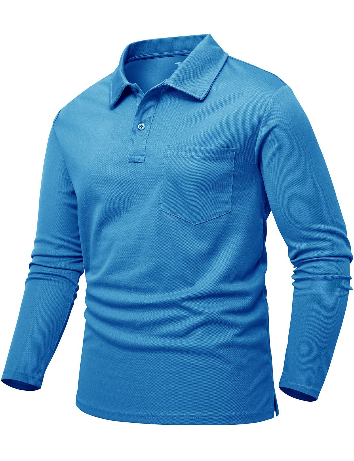 Rdruko Men's Outdoor Sport Performance Polo Long Sleeve Pullover with Pocket(Blue, US XL)