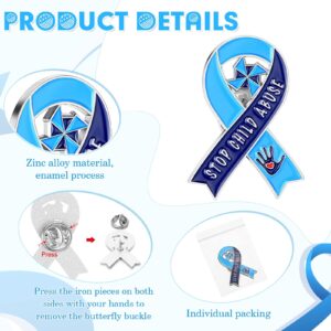 Giegxin 100 Pcs Child Abuse Prevention Awareness Pin Child Abuse Awareness Brooch Products Blue Ribbon Pinwheel Lapel Pins for Child