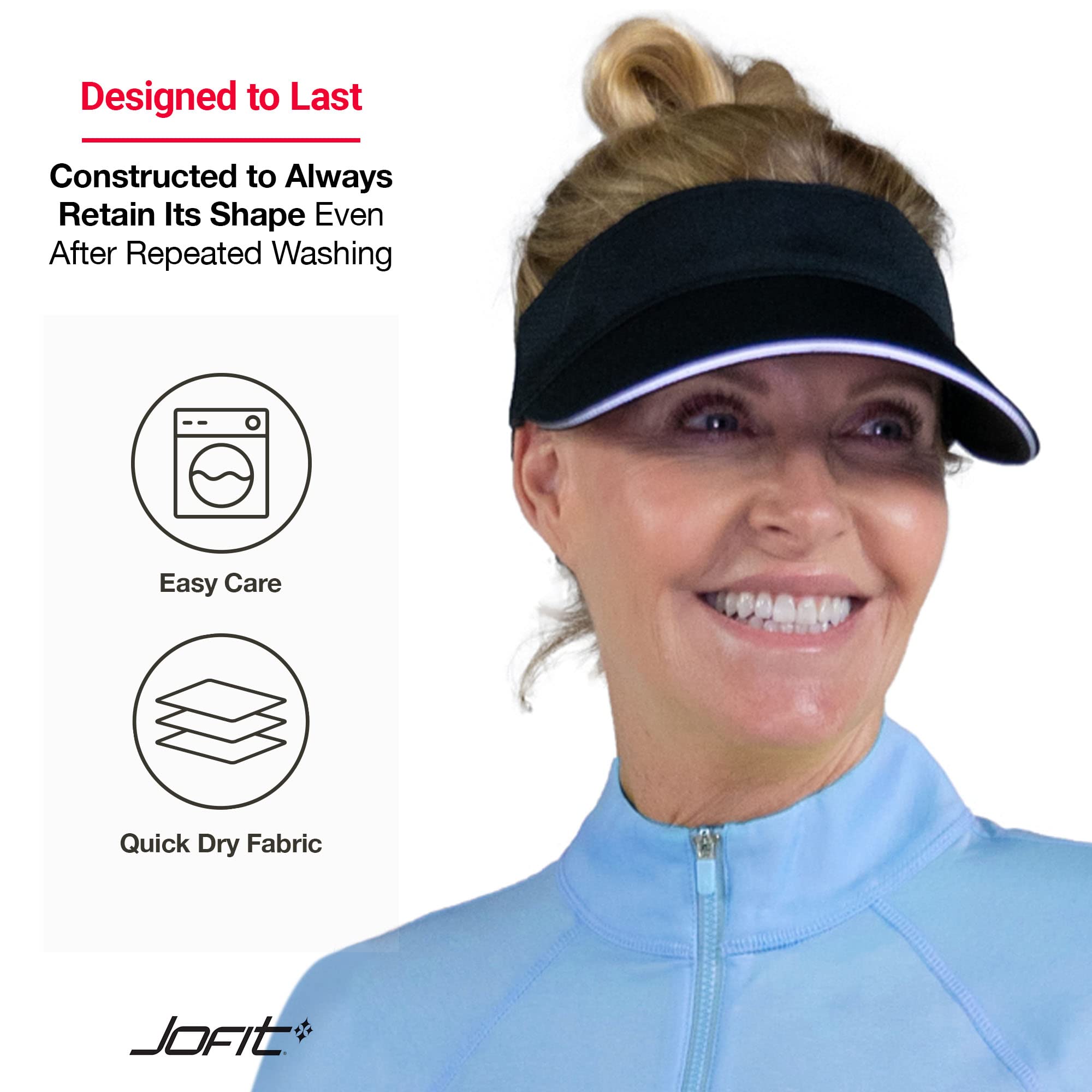 Jofit Apparel Women’s Athletic Clothing Jo Visor for Golf & Tennis, One Size, Black