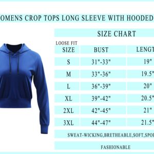 CADMUS Women's Workout Long Sleeve Shirts with Hoodie Sweatshirt Running Crop Top, 1 Pack, Red, Medium