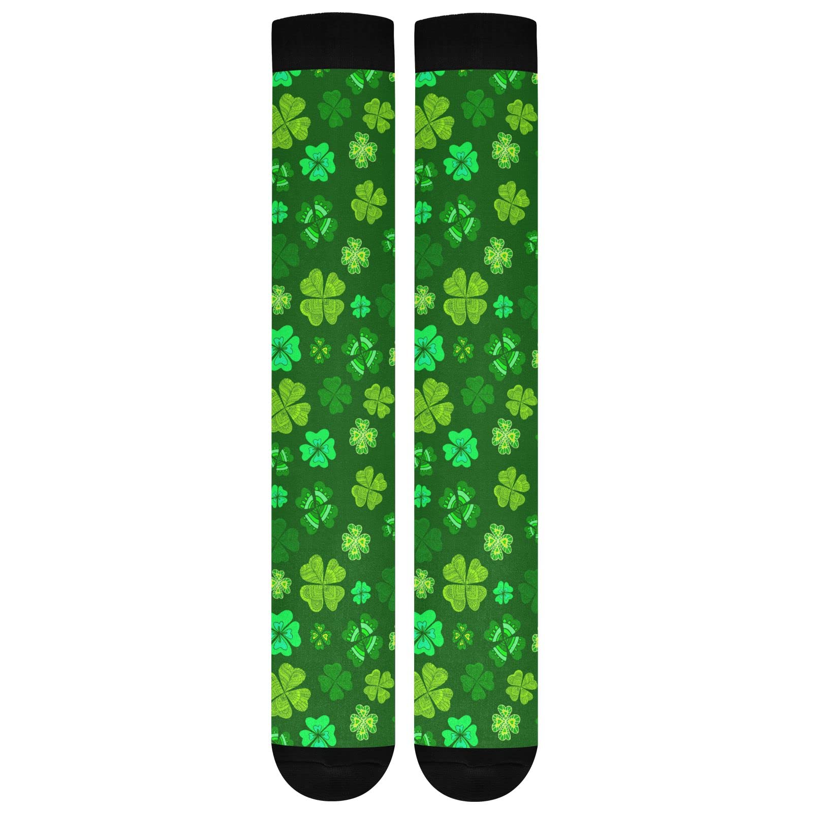 Wusikd Patrick Green Clover Compression Socks for Women and Men Circulation Shamrock Long Socks for Athletic Running 1