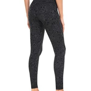 HeyNuts Essential High Waisted Yoga Leggings for Tall Women, Buttery Soft Full Length Workout Pants 28'' Black Cheetah M(8/10)