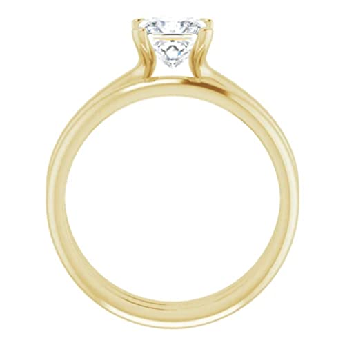 1 CT Princess Cut Engagement Ring Set for Women Moissanite Rings Solitaire Promise 925 Silver 10K/14K/18K Solid Yellow Gold Bridal Ring Set (7.5)