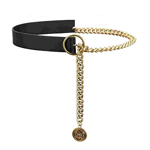 pixvovo Women Metal Waist Chain Belt - Fashion Chain Leather Belt for Dresse Jeans Formal Wear