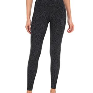 HeyNuts Essential High Waisted Yoga Leggings for Tall Women, Buttery Soft Full Length Workout Pants 28'' Black Cheetah M(8/10)