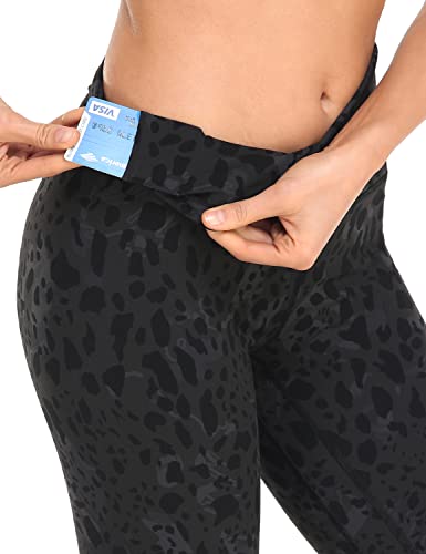 HeyNuts Essential High Waisted Yoga Leggings for Tall Women, Buttery Soft Full Length Workout Pants 28'' Black Cheetah M(8/10)