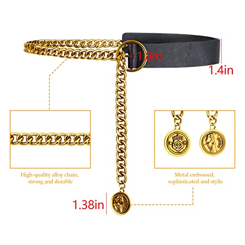 pixvovo Women Metal Waist Chain Belt - Fashion Chain Leather Belt for Dresse Jeans Formal Wear