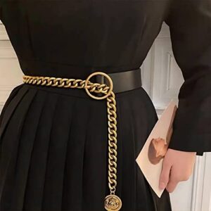 pixvovo Women Metal Waist Chain Belt - Fashion Chain Leather Belt for Dresse Jeans Formal Wear