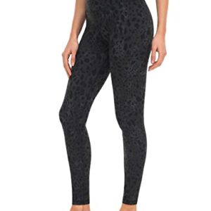 HeyNuts Essential High Waisted Yoga Leggings for Tall Women, Buttery Soft Full Length Workout Pants 28'' Black Cheetah M(8/10)