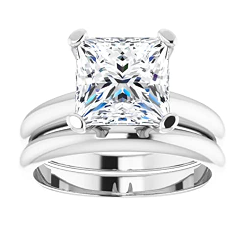 3 CT Princess Cut Engagement Ring Set for Women Moissanite Rings Solitaire Promise 925 Silver 10K/14K/18K Solid White Gold Bridal Ring Set (8)