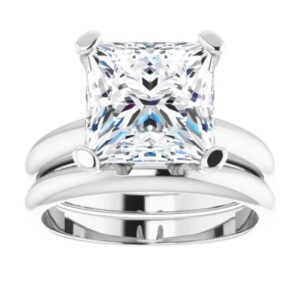 4 CT Princess Cut Engagement Ring Set for Women Moissanite Rings Solitaire Promise 925 Silver 10K/14K/18K Solid White Gold Bridal Ring Set (7)