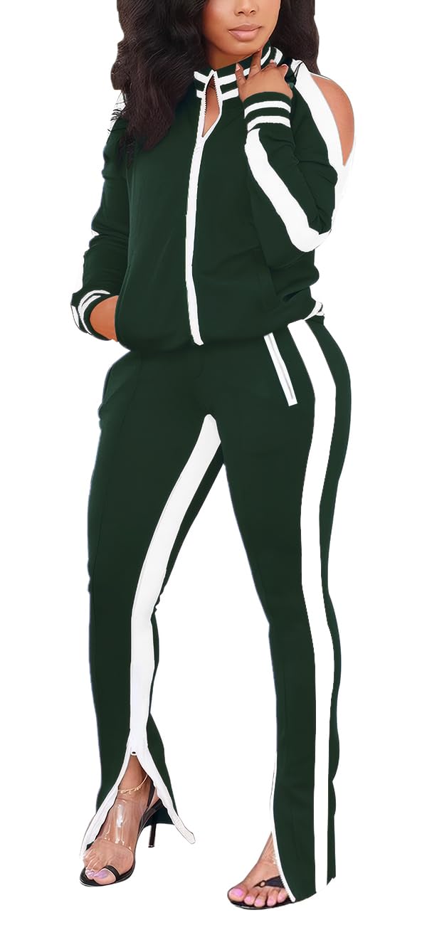 TOPONSKY Lounge Wear Set Outfits Jogger Outfitswomen Grey Sweat Suits Women Dark Green M