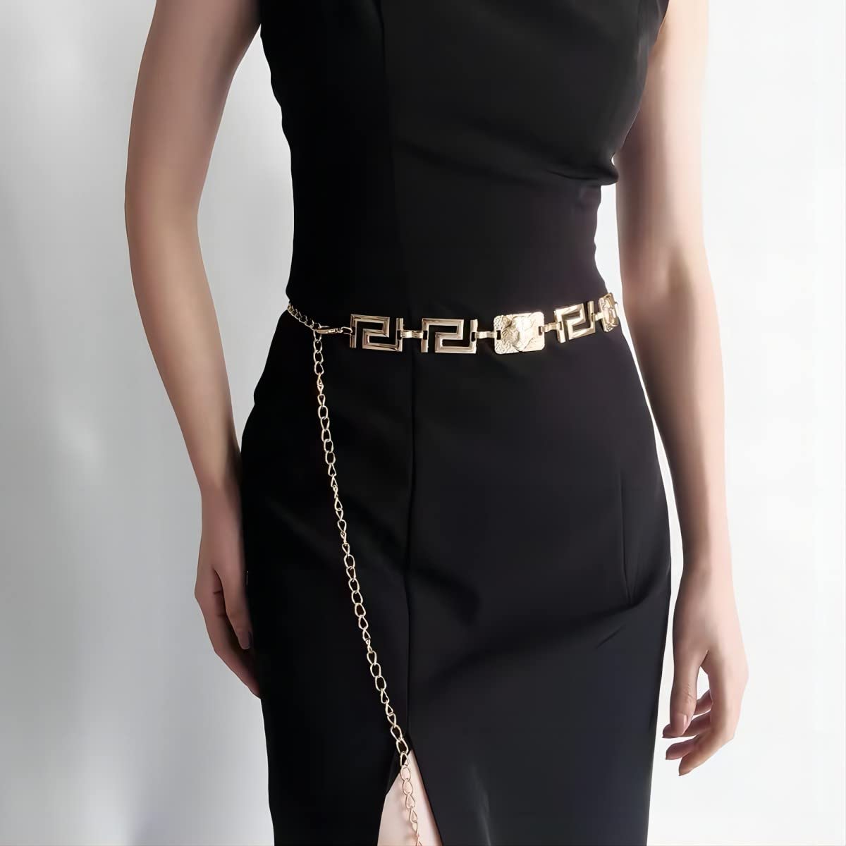 Women Metal Waist Chain Belt - Fashion Thick Body Chain Belt Gold and Silver - Dress Coat Chain Belt (waist chain gold)