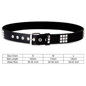 RUILAIBO Studded Belt Metal Punk Rock Rivet Belts for Women/Men Grommet Pyramid Goth (S for 30-35'')