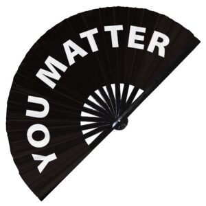 you matter hand fan foldable bamboo circuit hand fan funny gag slang words expressions statement gifts festival accessories rave handheld circuit event fan clack fans (black)