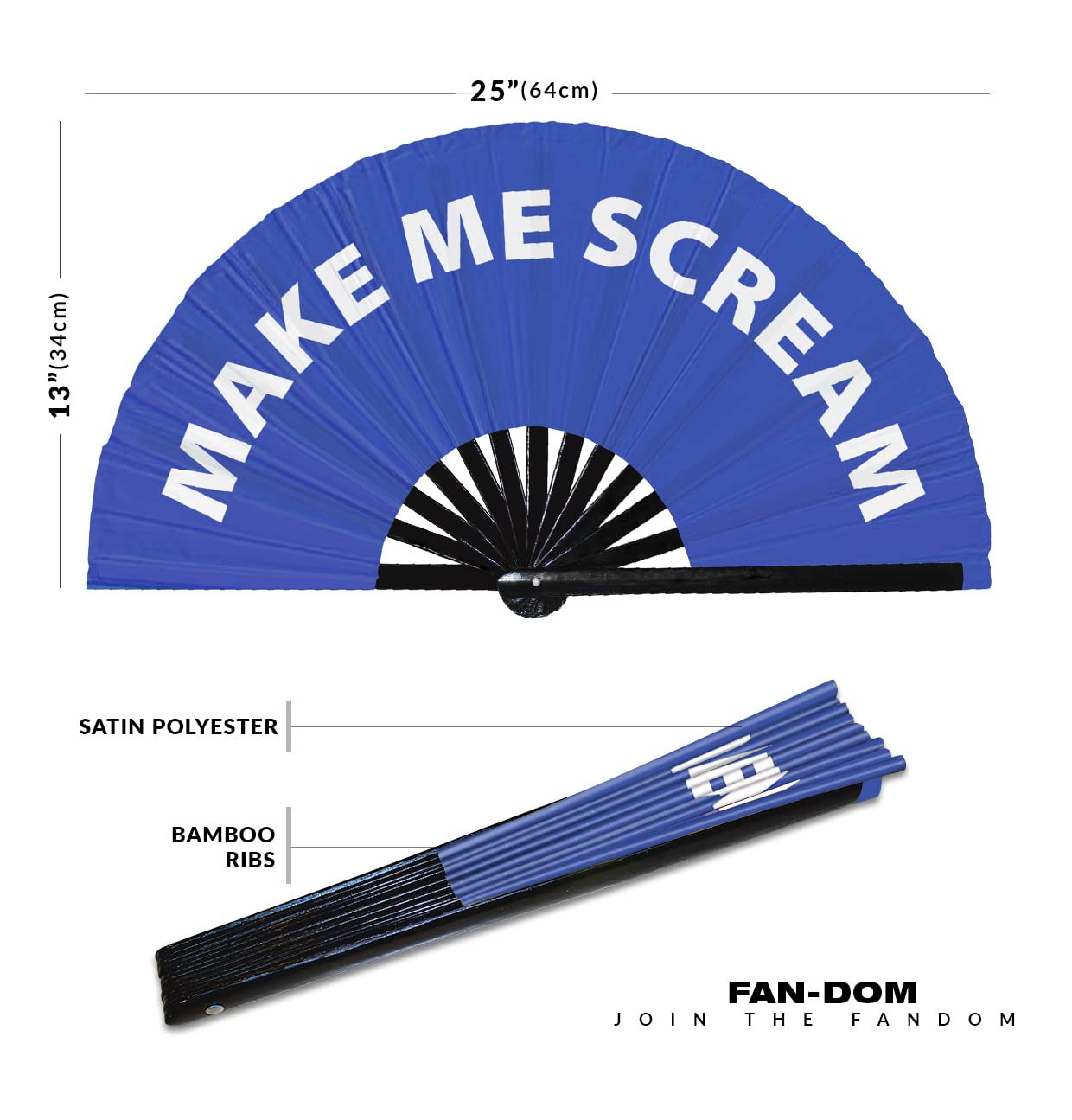 Make Me Scream Hand Fan Foldable Bamboo Circuit Hand Fan Funny Gag Slang Words Expressions Statement Gifts Festival Accessories Rave Handheld Circuit Event Fan Clack Fans (Blue)