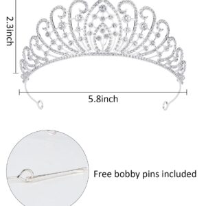 Wecoe Birthday Crown for Women Silver Crown Queen Crown Princess Crown Halloween Costume Hair Accessories Girl Tiaras and Crowns Happy Birthday Decorations Gifts for Women