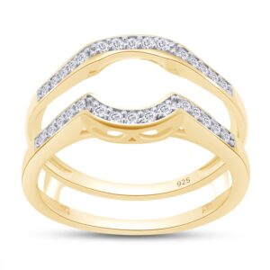 SAVEARTH DIAMONDS 1/4 ct t.w Round Cut Lab Created Moissanite Diamond Wedding Band Enhancer Guard Ring For Women In 14K Yellow Gold Over Sterling Silver(VVS1 Clarity 0.25 Cttw)-6