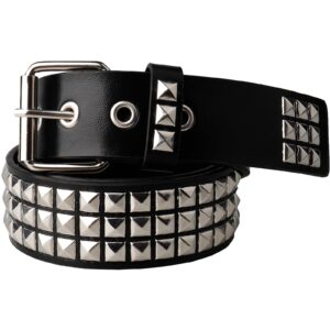 RUILAIBO Studded Belt Metal Punk Rock Rivet Belts for Women/Men Grommet Pyramid Goth (S for 30-35'')