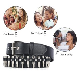 RUILAIBO Bullet Studded Belt Punk Rock Gothic Grunge Stylish with Metal Buckle Artificial Bullet (M for 34-39'')