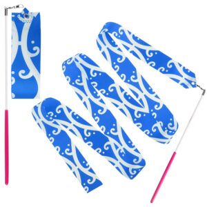 LUTER 2pcs Streamer Dance Ribbon, 78.7inch Ribbons for Gymnastics Dance Ribbon with Ribbon Dancer Wand, Streamer on a Stick for Kids Artistic Dancing Training Birthday Party Favors (Blue)