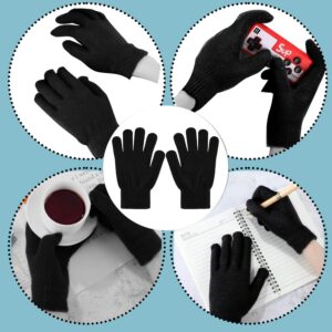 Boyiee 6 Pairs Knit Gloves Pack Winter Adult Stretchy Warm Gloves Pack Full Fingers Knitted Gloves for Unisex Women Gift(Black, Medium)