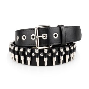 RUILAIBO Bullet Studded Belt Punk Rock Gothic Grunge Stylish with Metal Buckle Artificial Bullet (M for 34-39'')