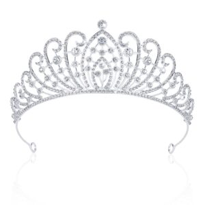 Wecoe Birthday Crown for Women Silver Crown Queen Crown Princess Crown Halloween Costume Hair Accessories Girl Tiaras and Crowns Happy Birthday Decorations Gifts for Women