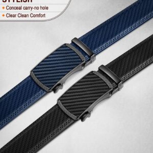 BULLIANT Men Belts 2 Pack,Ratchet Sliding Belt Adjustable For Gift Mens Dress Casual 1 3/8",Cut for Fit(Black/Purplish Blue,32"-38" Waist Adjustable)