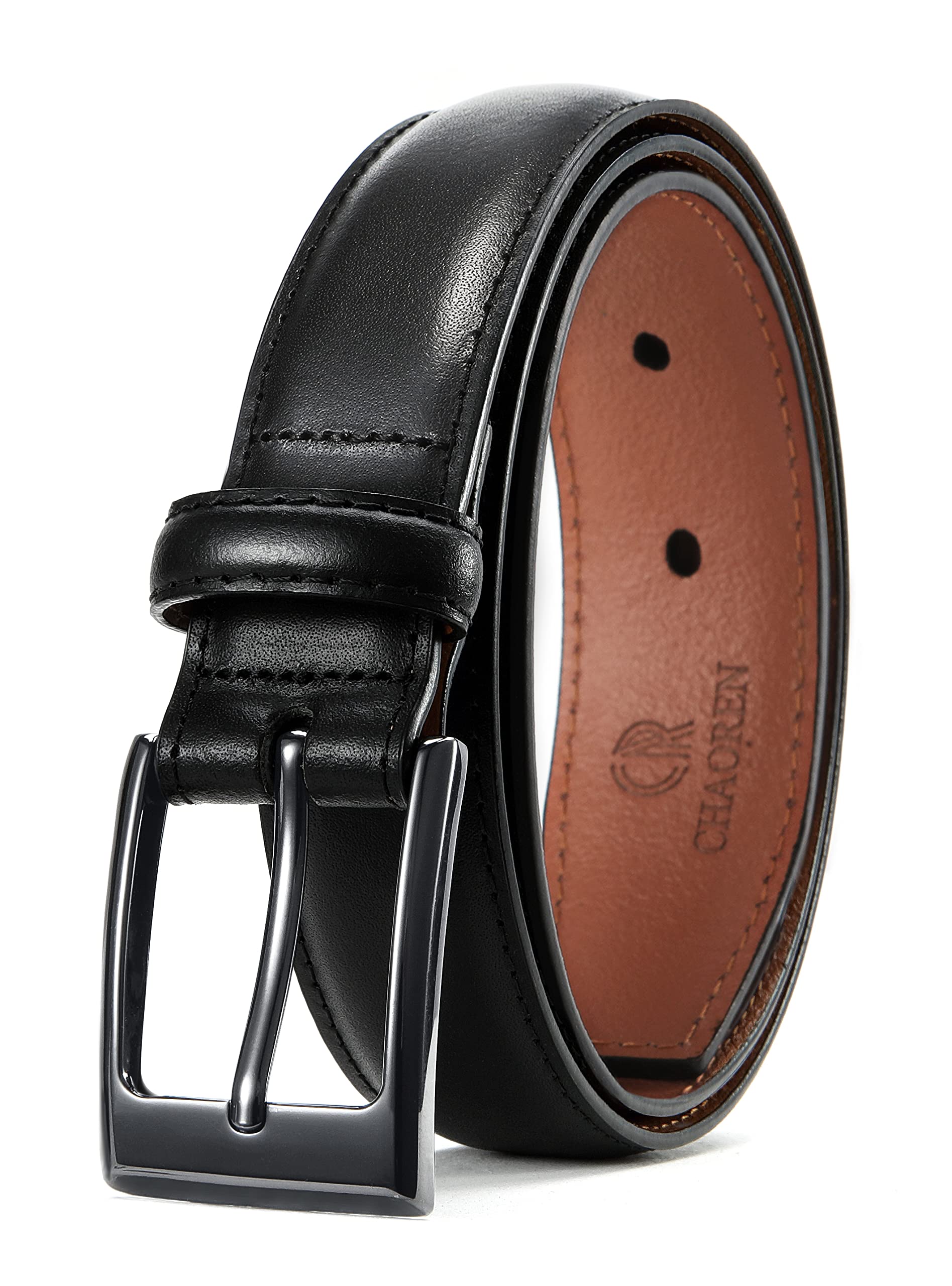 CHAOREN Mens Belts Leather - Black Belt Men 1 1/8" Mens Dress Belt - Perfect Companion to Mens Shoes