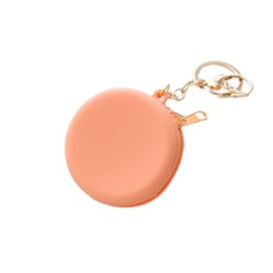 coin purse keychain, silicone wallet keyring kawaii headset bag round change pouch bag lovely bag pendant kid gift(o,orange)