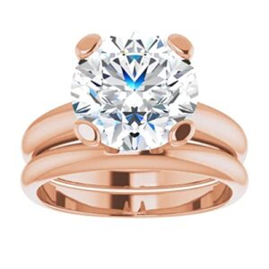 4 CT Round Cut Engagement Ring Set for Women Moissanite Rings Solitaire Promise 925 Silver 10K/14K/18K Solid Rose Gold Bridal Ring Set (5.5)