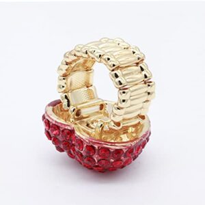 Lavencious Heart Shaped Rhinestones Stretch Rings for Women Size for 7-9(Red)