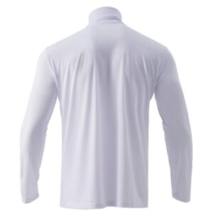 Men Slim Long Sleeve Turtleneck T-Shirt Thermal Underwear Pullovers Lightweight Casual Pure Color Tops White Long Sleeve Medium