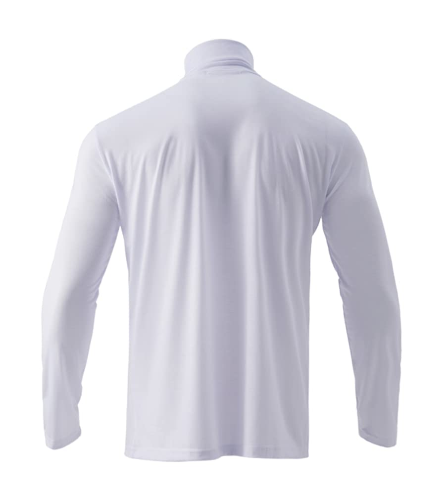 Men Slim Long Sleeve Turtleneck T-Shirt Thermal Underwear Pullovers Lightweight Casual Pure Color Tops White Long Sleeve Medium