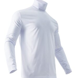 Men Slim Long Sleeve Turtleneck T-Shirt Thermal Underwear Pullovers Lightweight Casual Pure Color Tops White Long Sleeve Medium