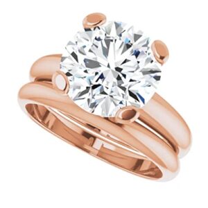 4 CT Round Cut Engagement Ring Set for Women Moissanite Rings Solitaire Promise 925 Silver 10K/14K/18K Solid Rose Gold Bridal Ring Set (5.5)