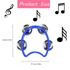 12 Pack Plastic Percussion Tambourine Hand Tambourine Bells, Mini Percussion Tambourines Bulk Hand Held Percussion Drum Musical Rhythm Instrument for Adults Kids Party Supplies(4 Colors)