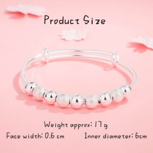 Sterling Silver Bracelets For Women 925 Sterling Silver Beads Bangle Bracelet Transfer Lucky Cuff Bracelet Adjustable Fashion Women Jewelry