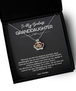 to my badass granddaughter gifts, i am so proud of you, crown pendant necklace for women, birthday jewelry gifts from grandpa