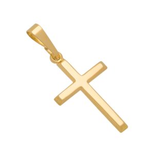 MAZZERI 14k Gold Cross Pendant, Hypoallergenic Gold Religious Charms for Men and Women, Handcrafted in the USA