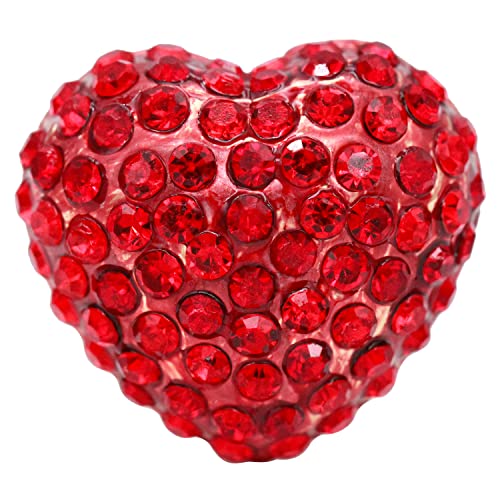 Lavencious Heart Shaped Rhinestones Stretch Rings for Women Size for 7-9(Red)